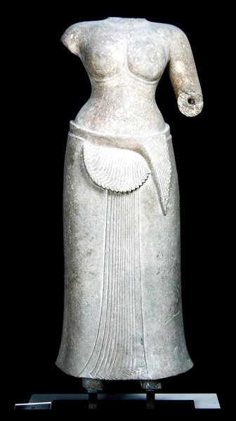 Female divinity from the Temple of Bakong, Rolous, Cambodia, 4th - 9th century by Cambodian Cambodian