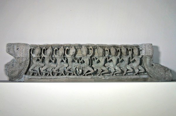 Pediment showing nine dancing asparas, late 12th-early 13th century, from Bayon, Angkor Thom by Cambodian Cambodian
