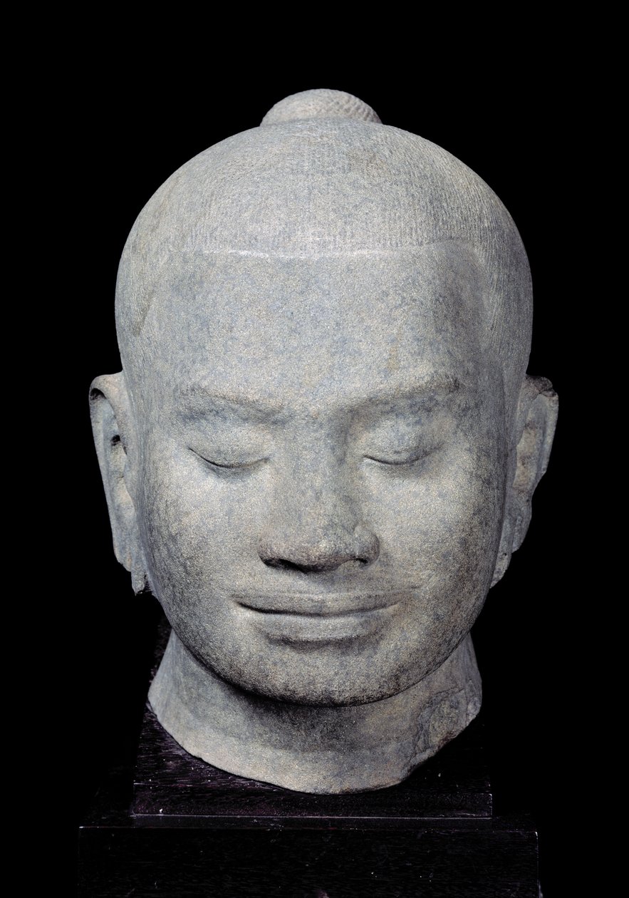 Head of King Jayavarman VII Bayon Style, from Preah Khan, 12th-13th century by Cambodian School
