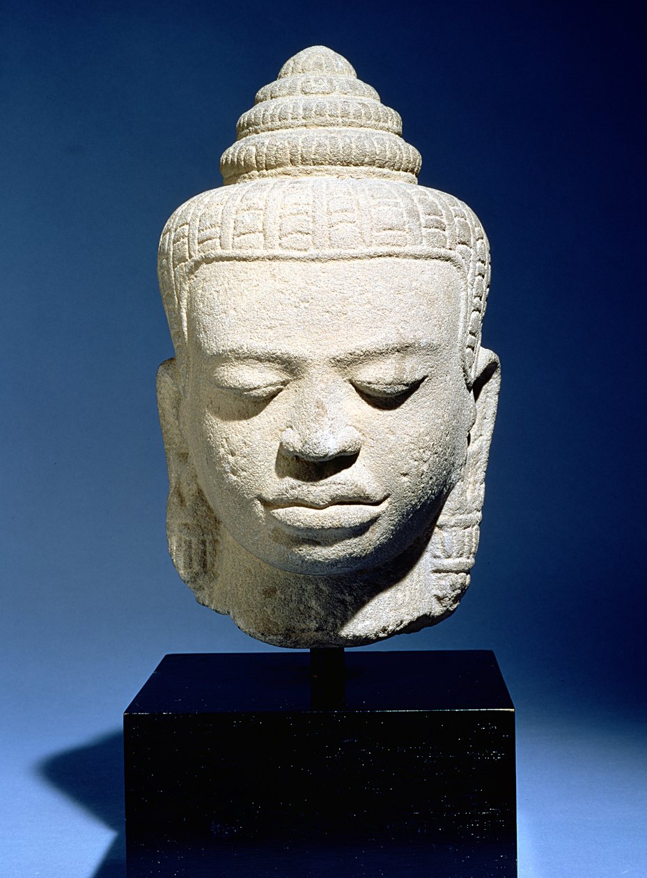 Head of the Buddha, Khmer, Cambodian, c.12th-13th century by Cambodian School