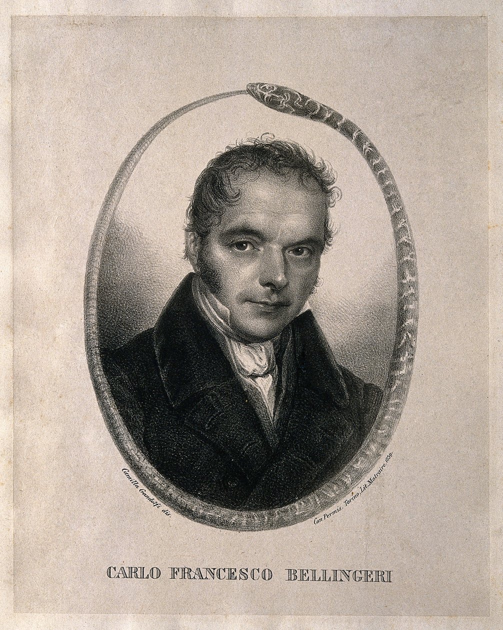 Carlo Francesco Bellingeri. Lithograph after Camilla Gandolfi, 1839. by Camilla Guiscardi