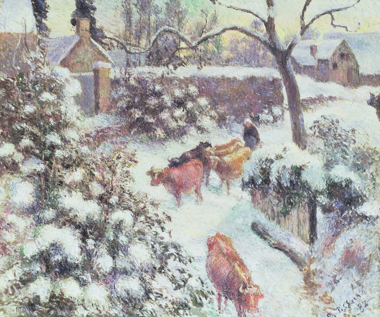 Snow Effect at Montfoucault, 1882 by Camille Jacob Pissarro