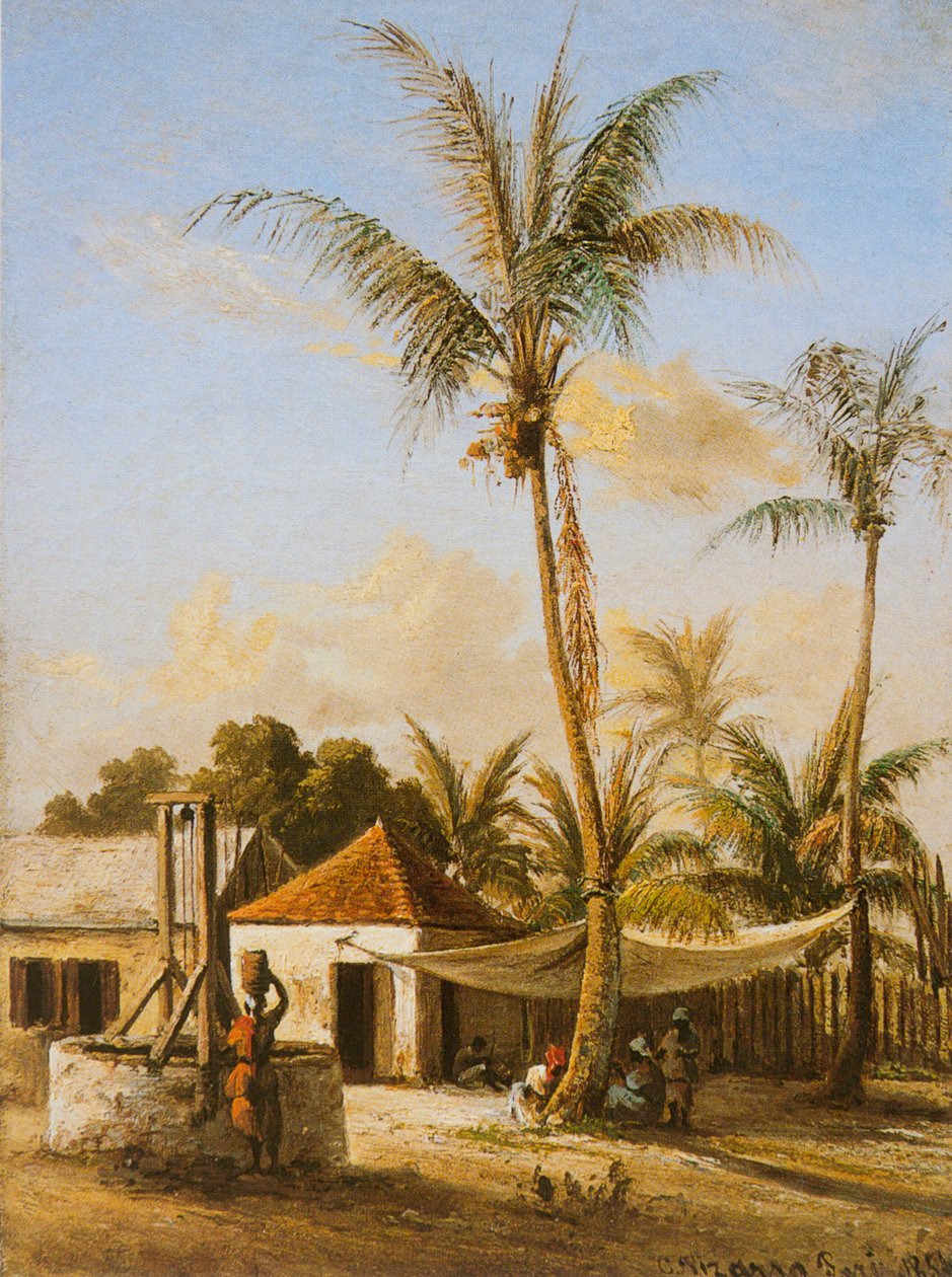 Figures Resting by a Village Well by Camille Jacob Pissarro