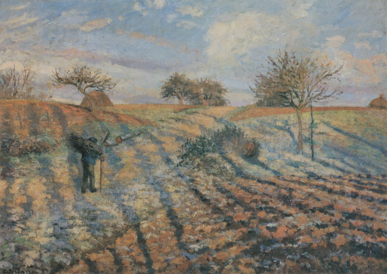 White Frost, Old Road of Ennery, Pontoise by Camille Jacob Pissarro