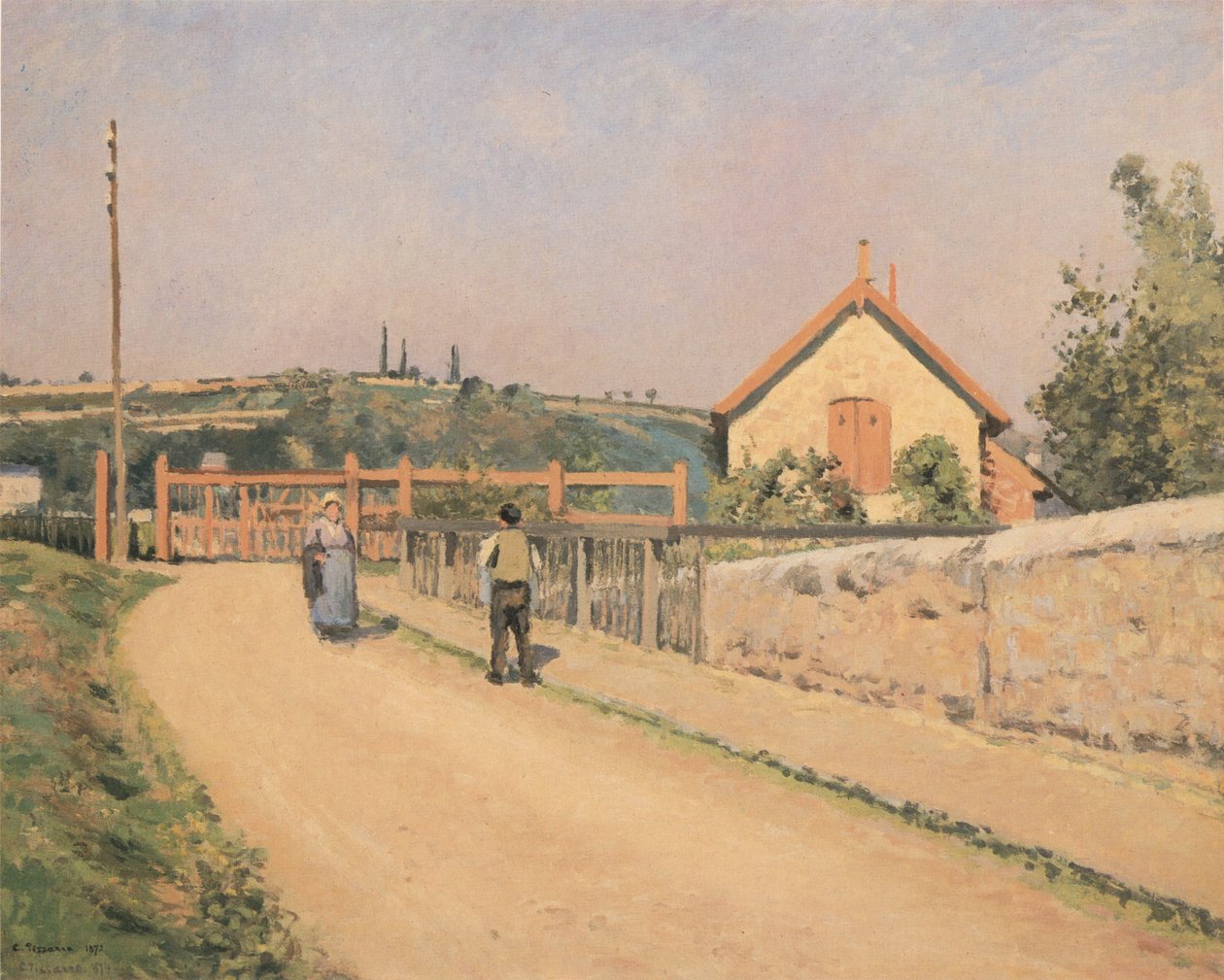 The Railway Barrier at Pâtis near Pontoise by Camille Jacob Pissarro