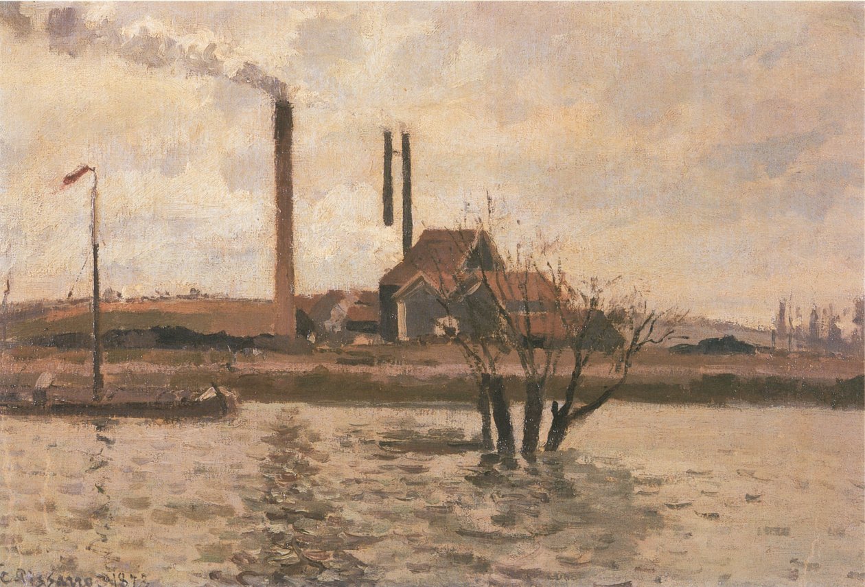 The Flood of the Oise, Pontoise by Camille Jacob Pissarro
