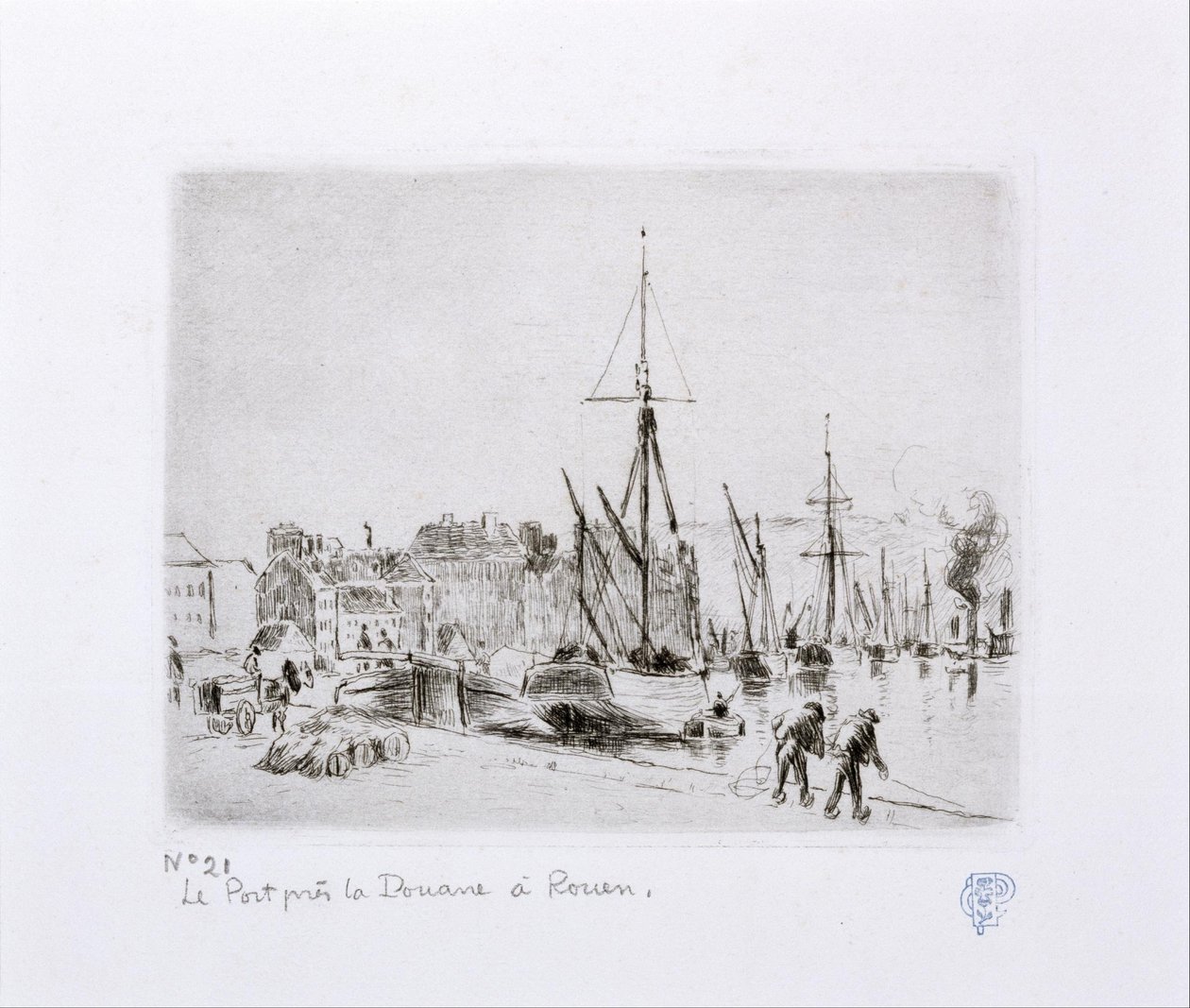The Port Near the Customs House at Rouen by Camille Jacob Pissarro