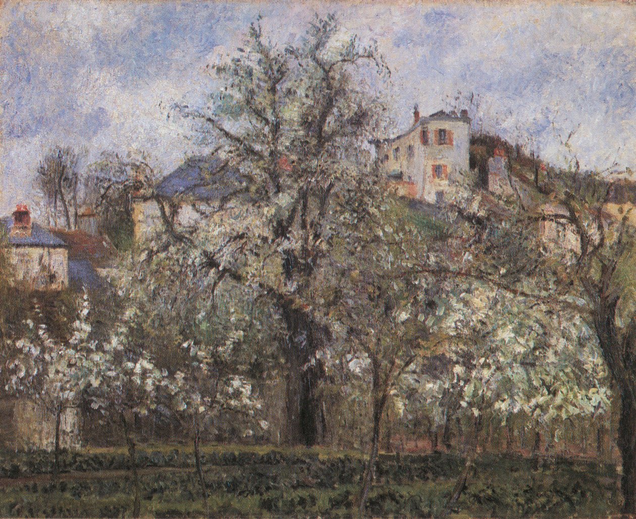 Vegetable Garden and Flowering Trees, Spring, Pontoise by Camille Jacob Pissarro