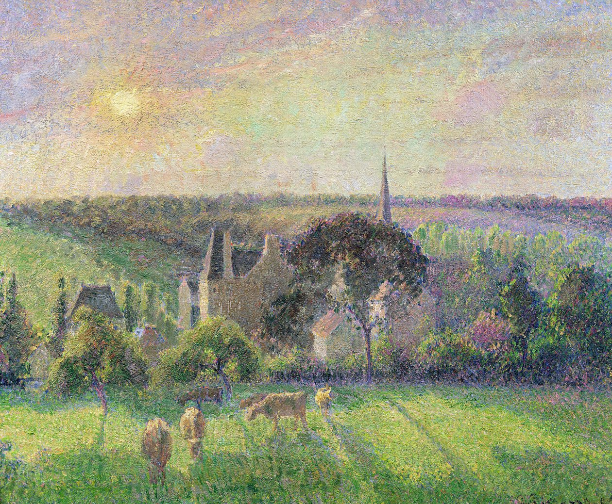The Church and Farm of Eragny, 1895 by Camille Jacob Pissarro