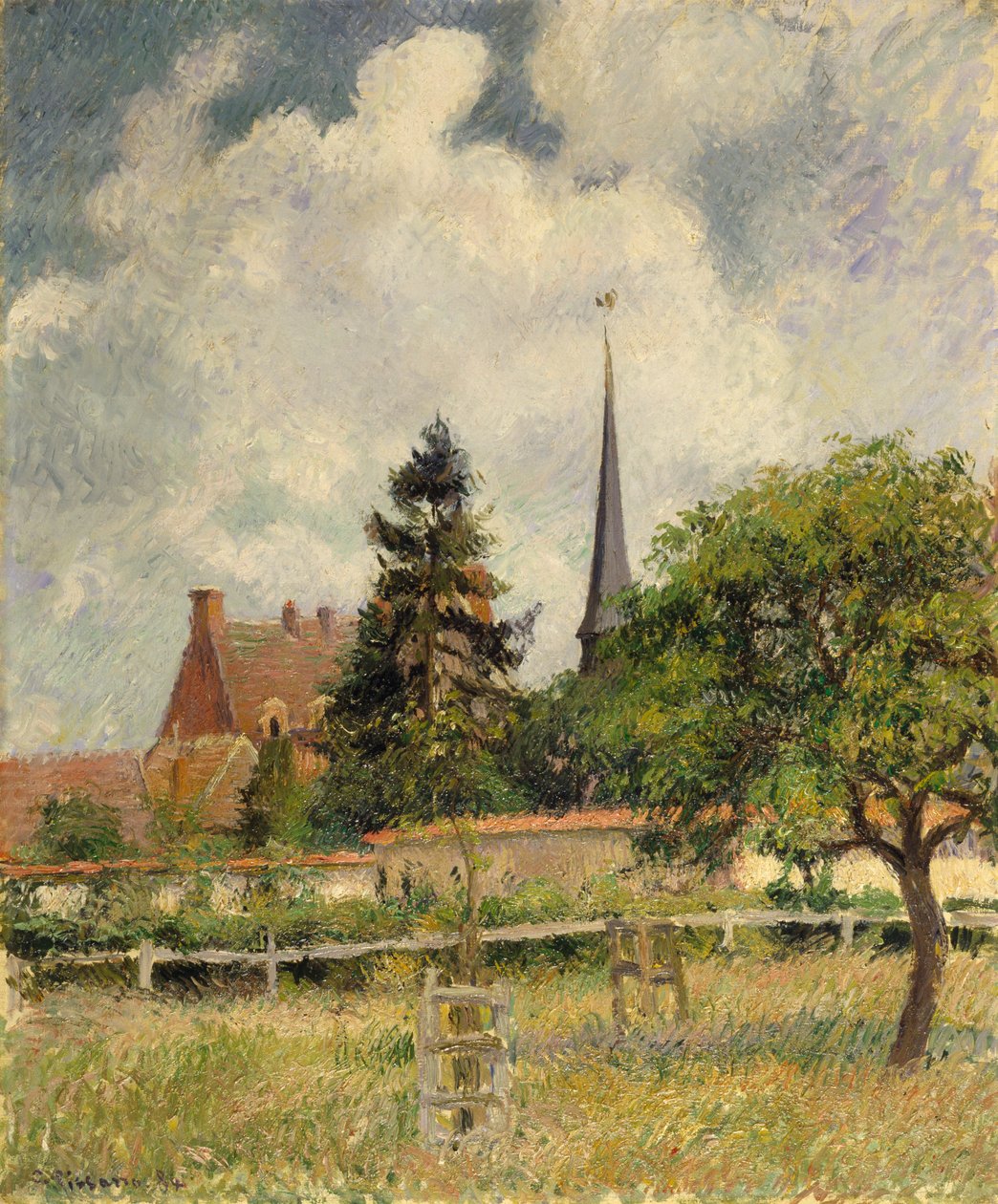 The Church at Eragny by Camille Jacob Pissarro