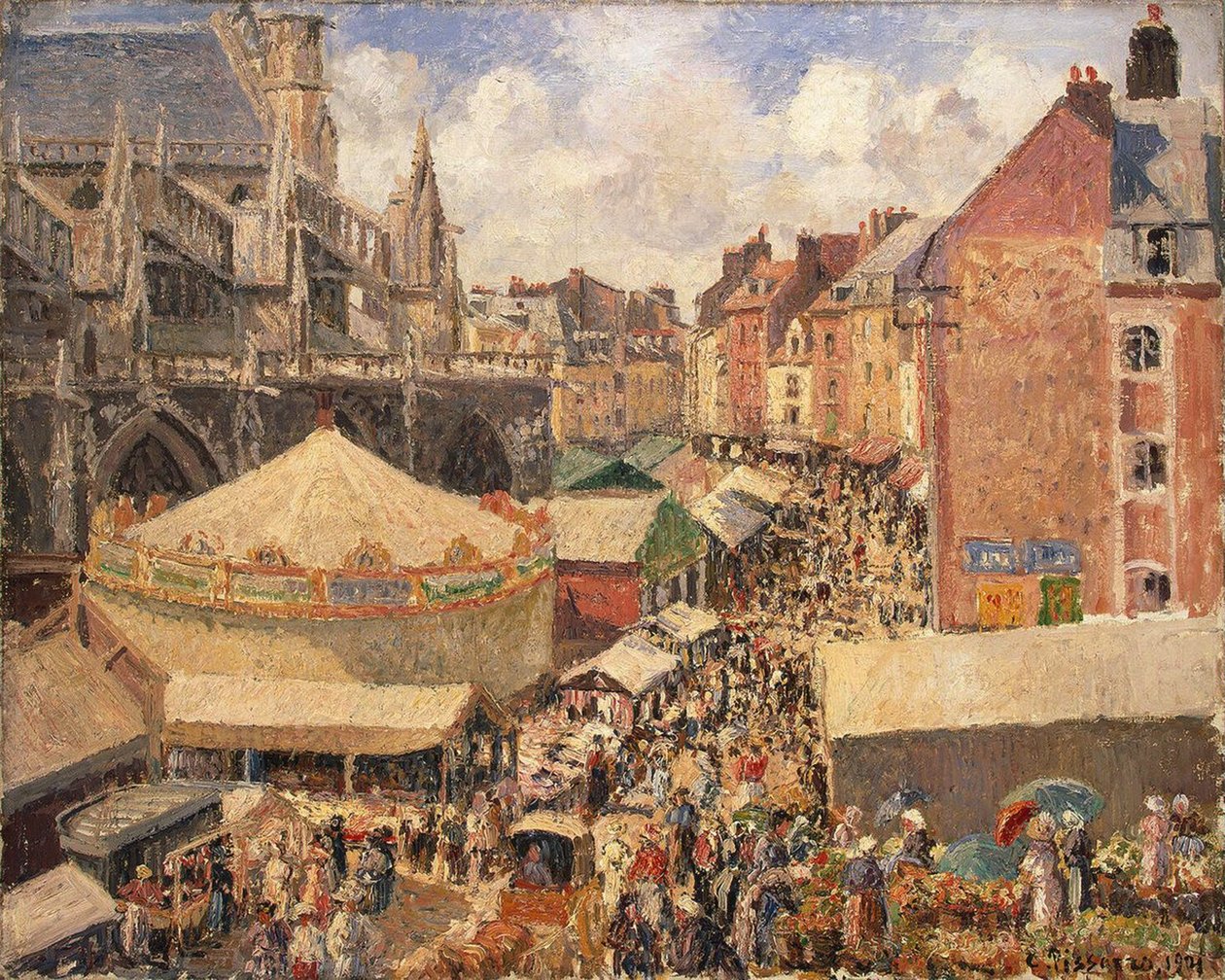 The Fair in Dieppe, Sunny Morning, 1901 by Camille Jacob Pissarro