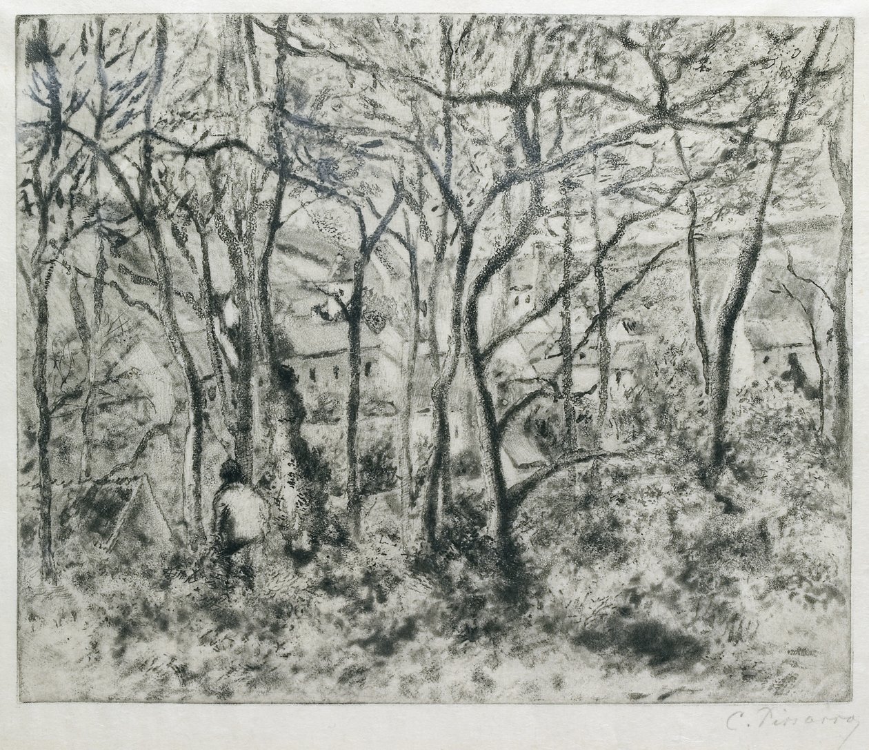 Landscape under Wood, at the Hermitage (Pontoise) by Camille Jacob Pissarro