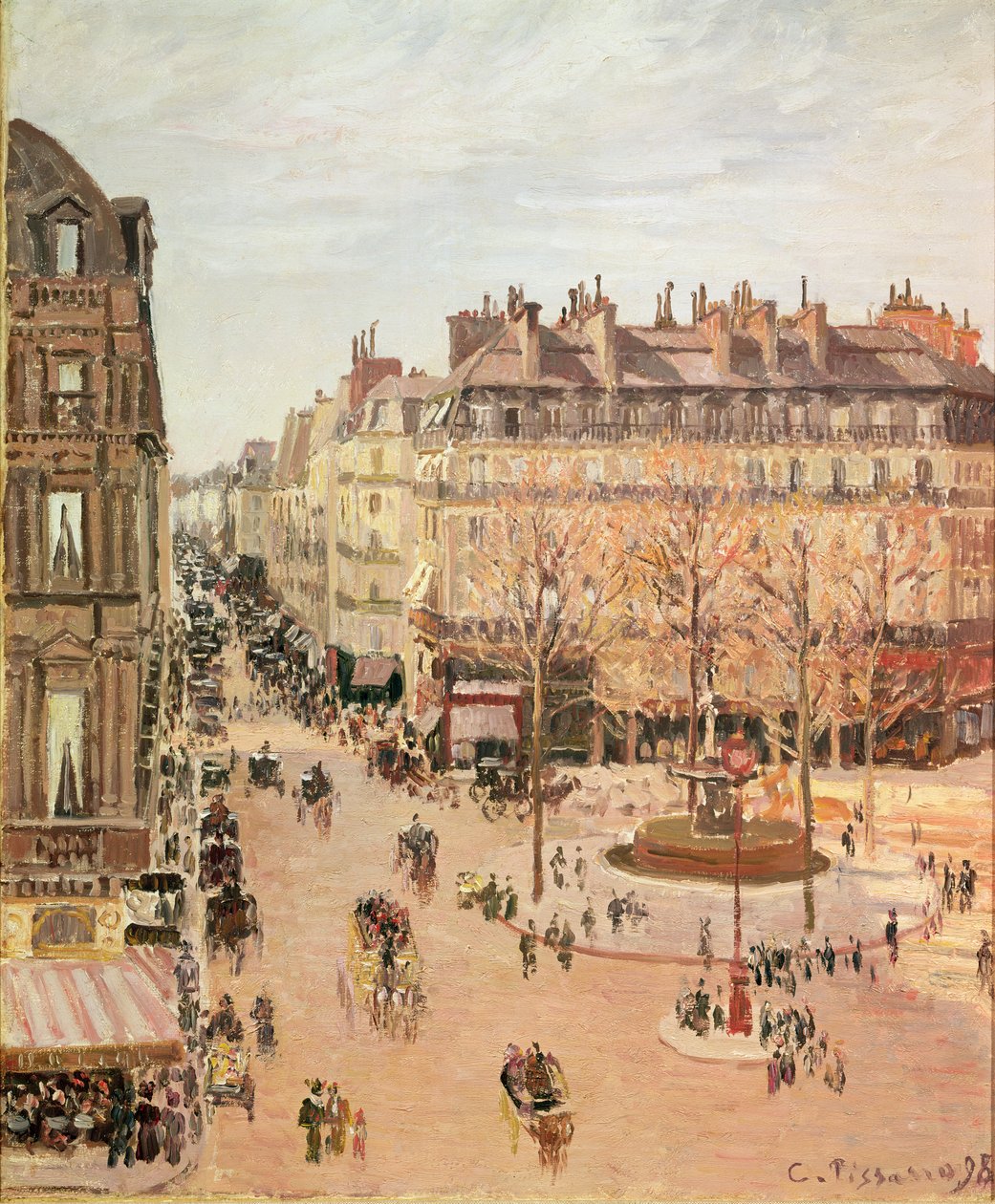 Rue Saint-Honore, Sun Effect, Afternoon by Camille Jacob Pissarro