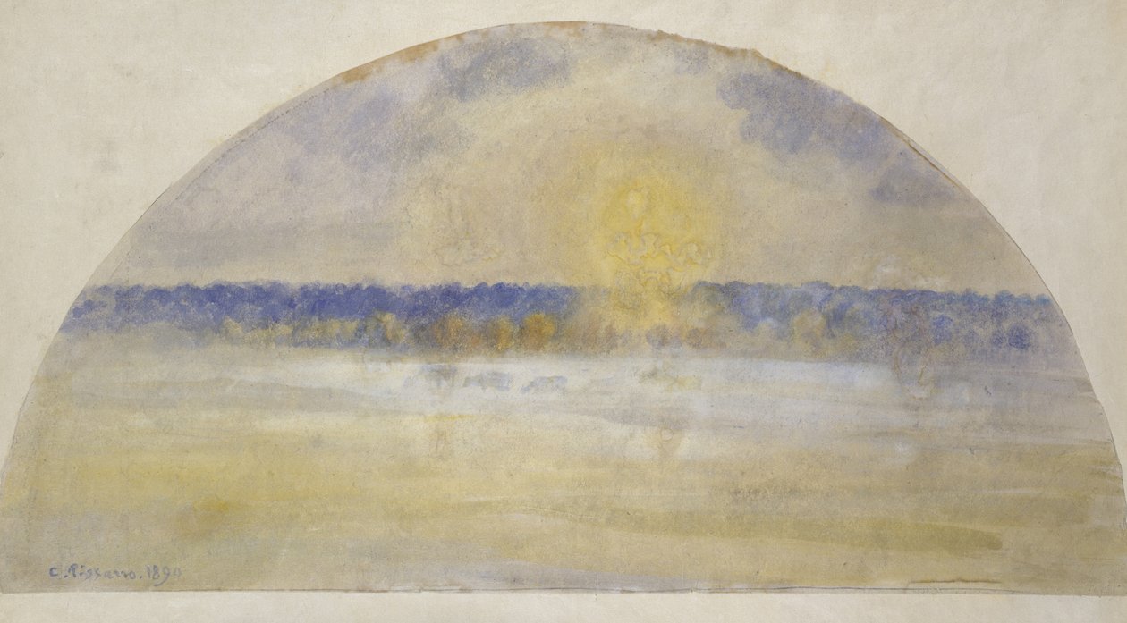 Setting Sun and Fog, Eragny by Camille Jacob Pissarro