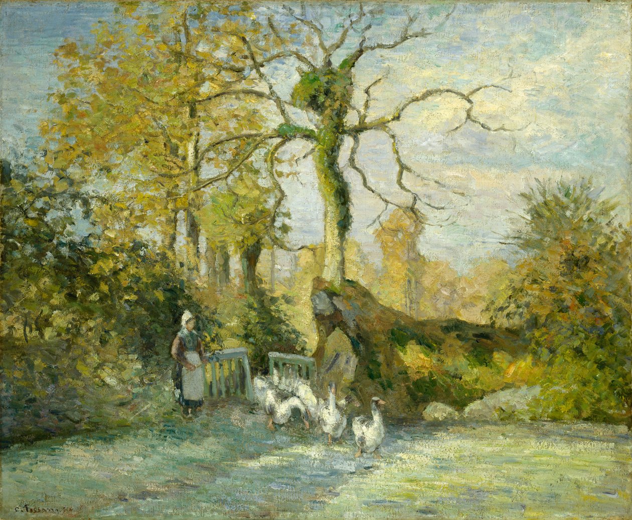 The Goose Girl at Montfoucault (White Frost) by Camille Jacob Pissarro