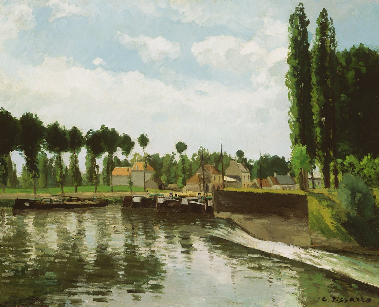 The Lock at Pontoise, 1869-70 by Camille Jacob Pissarro