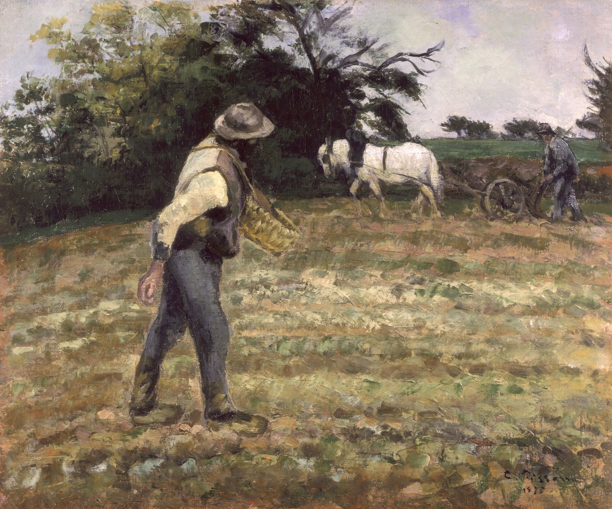 The Sower, Montfoucault, 1875 by Camille Jacob Pissarro