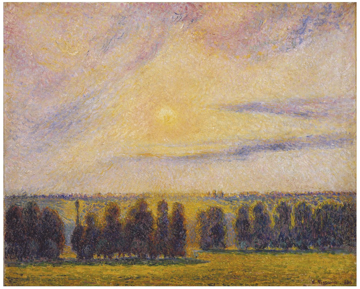 Sunset at Eragny by Camille Jacob Pissarro
