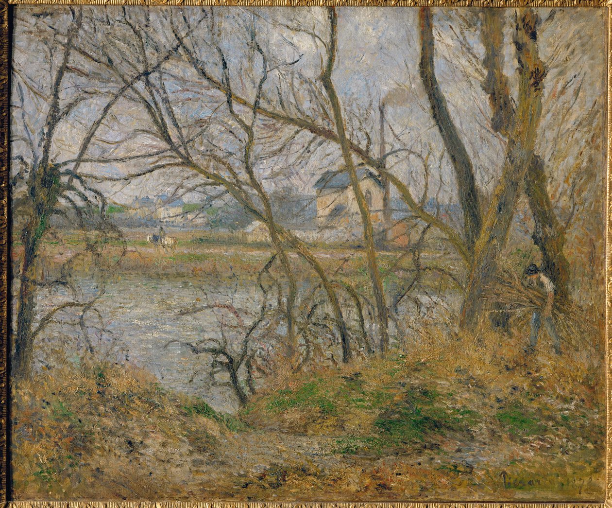 Banks of the Oise, near Pontoise, Gray Weather by Camille (after) Pissarro