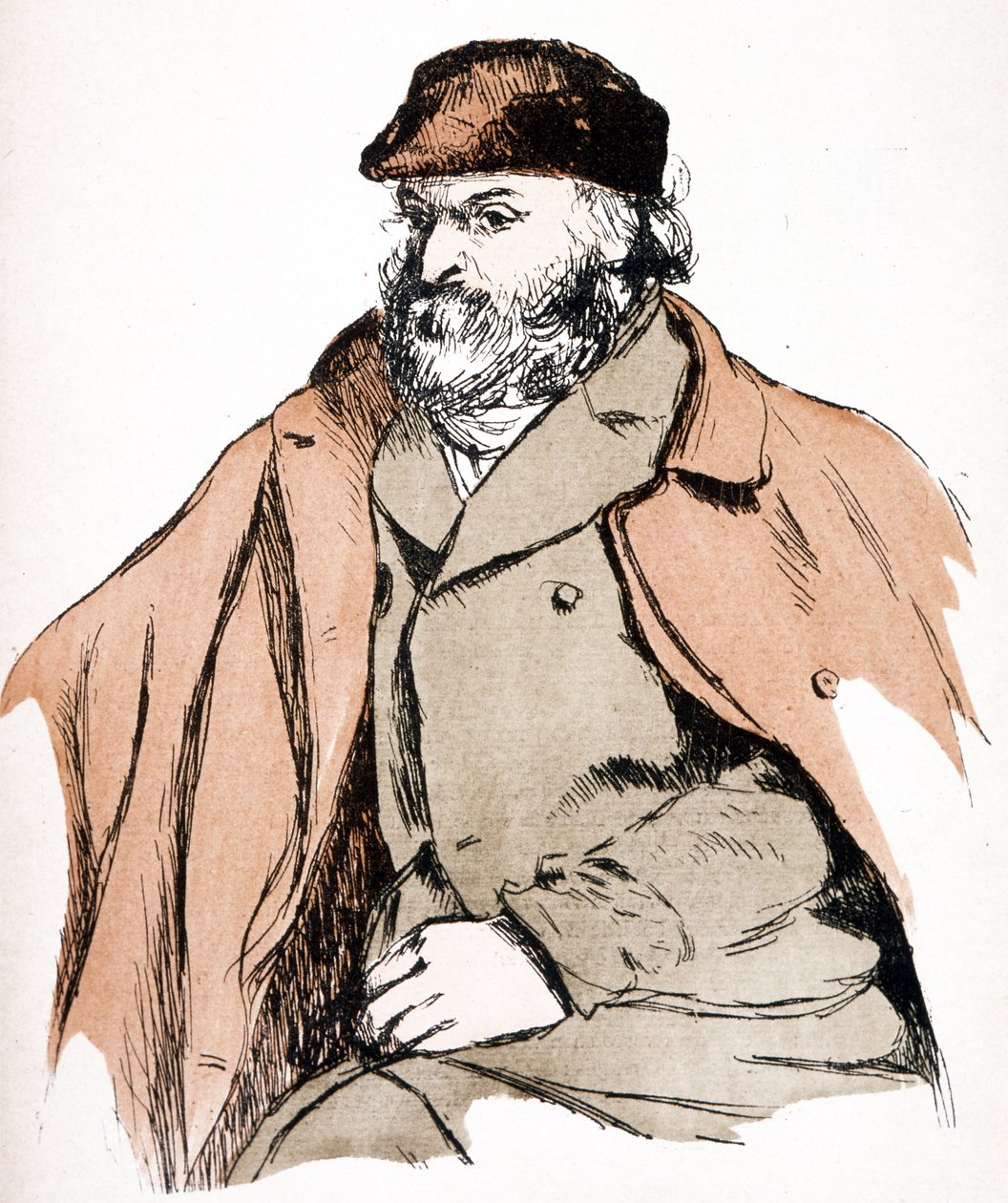 Illustration portrait of Paul Cezanne, French artist and Post-Impressionist painter by Camille (after) Pissarro