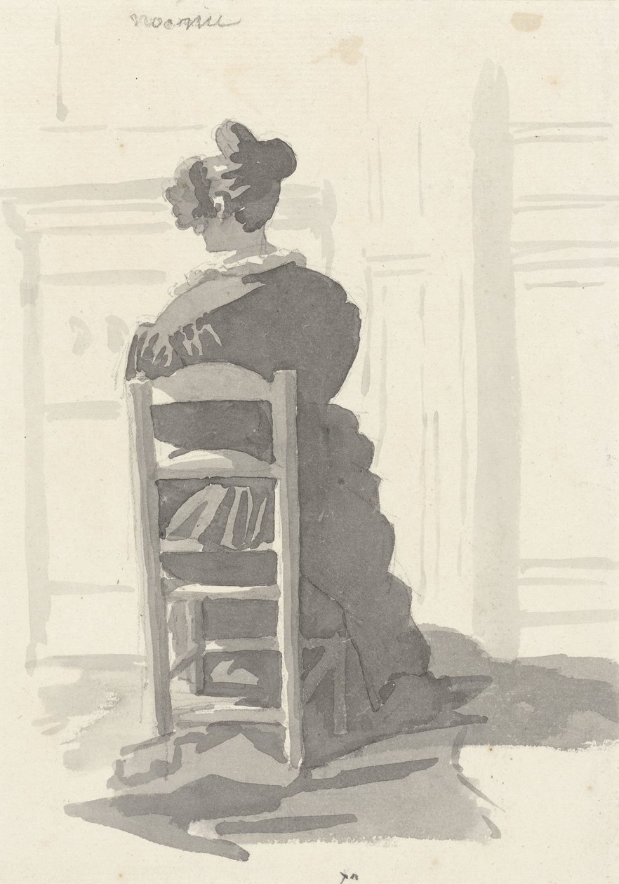 Woman Sitting on a Chair, Seen from Behind by Camille Chenou Levesque