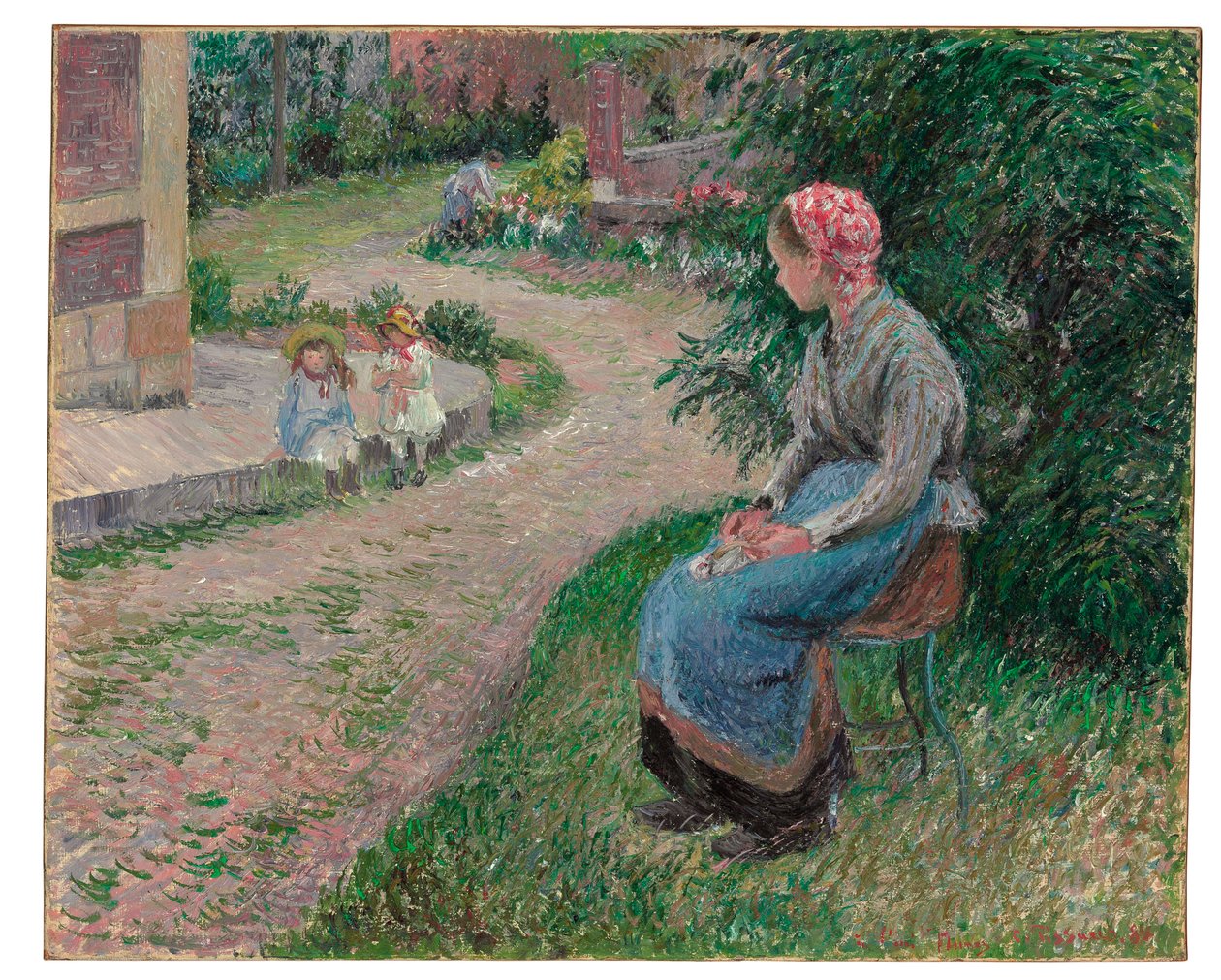 A Servant Seated in the Garden at Eragny by Camille Jacob Pissarro