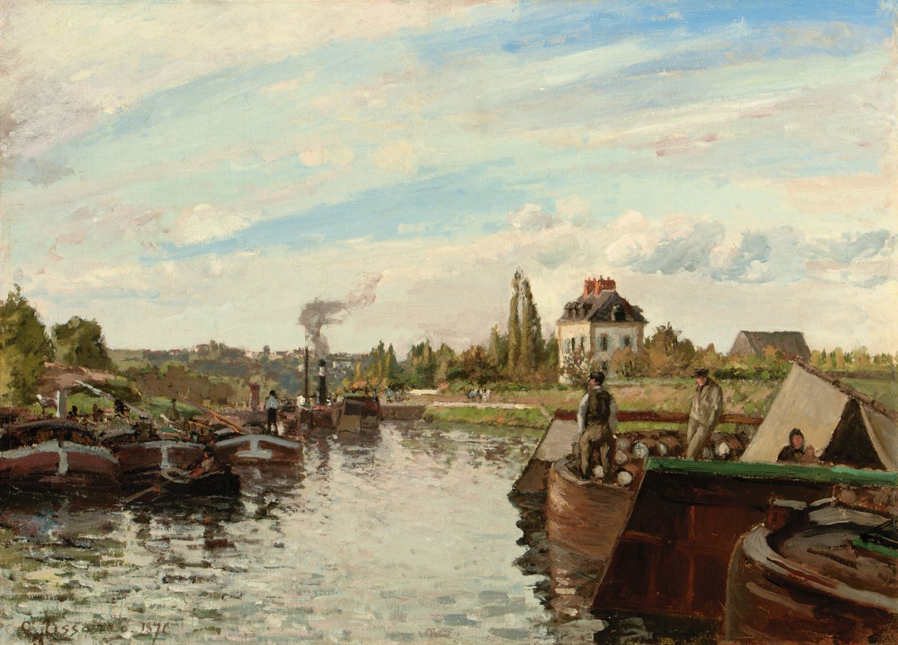 Barge on the Seine at Bougival by Camille Jacob Pissarro