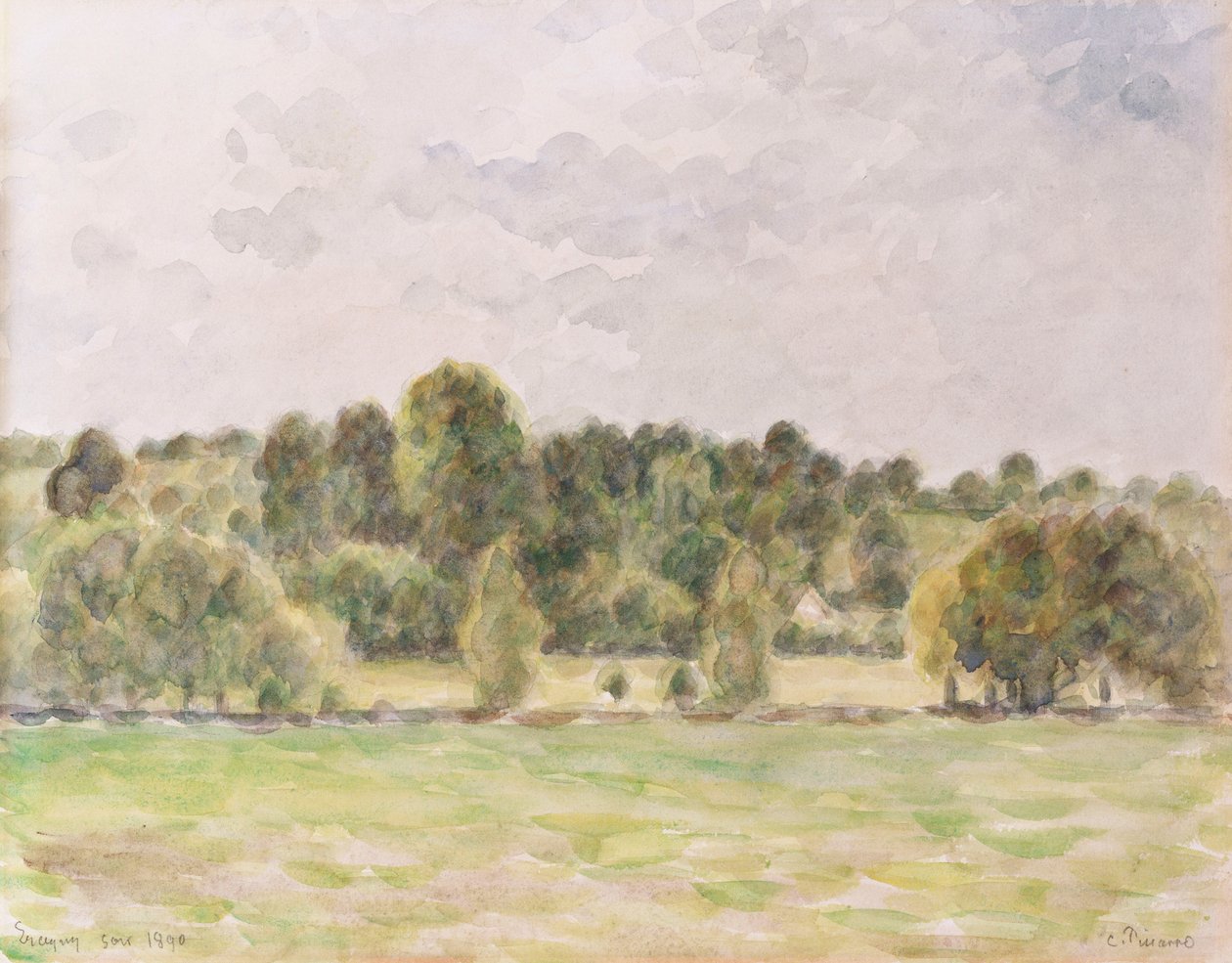 Eragny Evening by Camille Jacob Pissarro