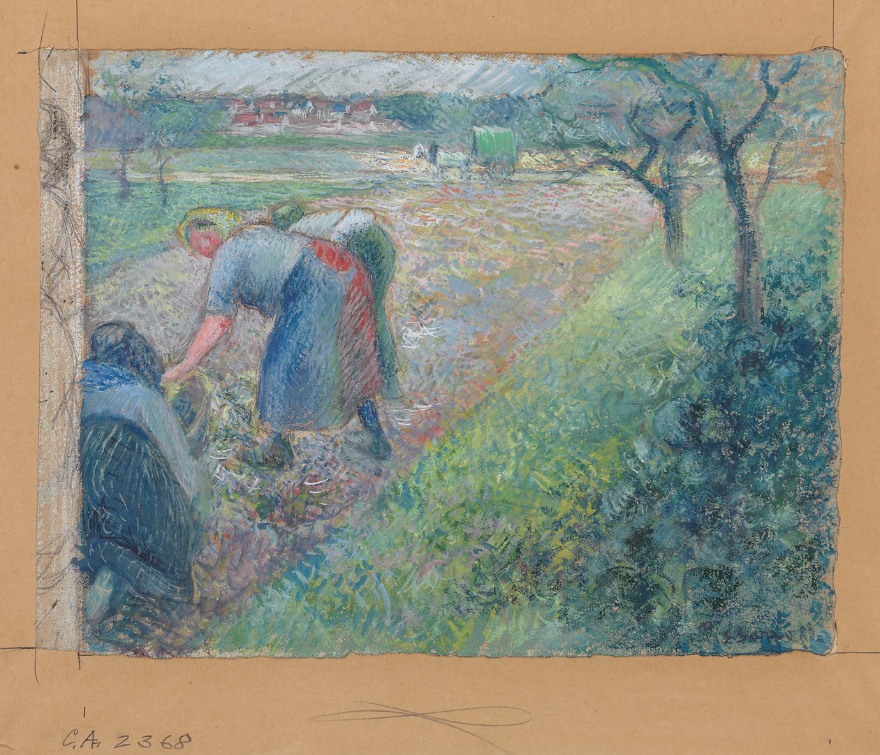 Field Workers, Pontoise by Camille Jacob Pissarro