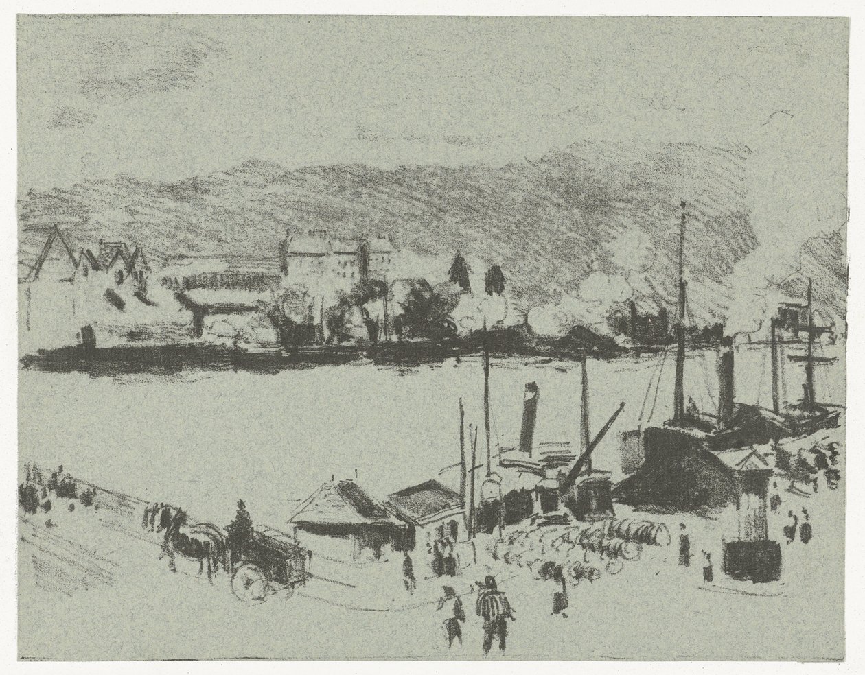 View of the Quai Boieldieu in Rouen by Camille Jacob Pissarro