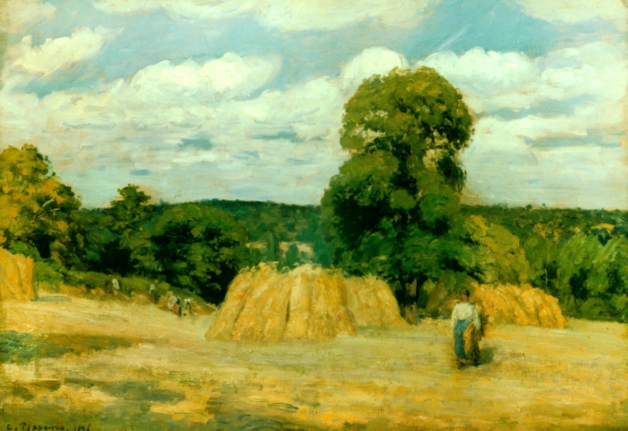 Harvest at Montfoucault, 1876 by Camille Jacob Pissarro