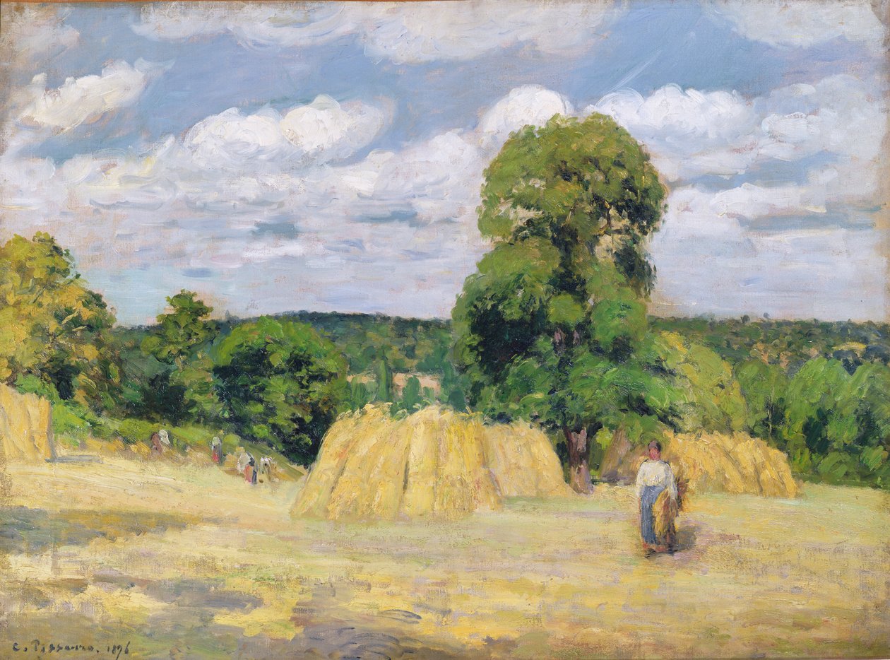 Harvesting at Montfoucault by Camille Jacob Pissarro