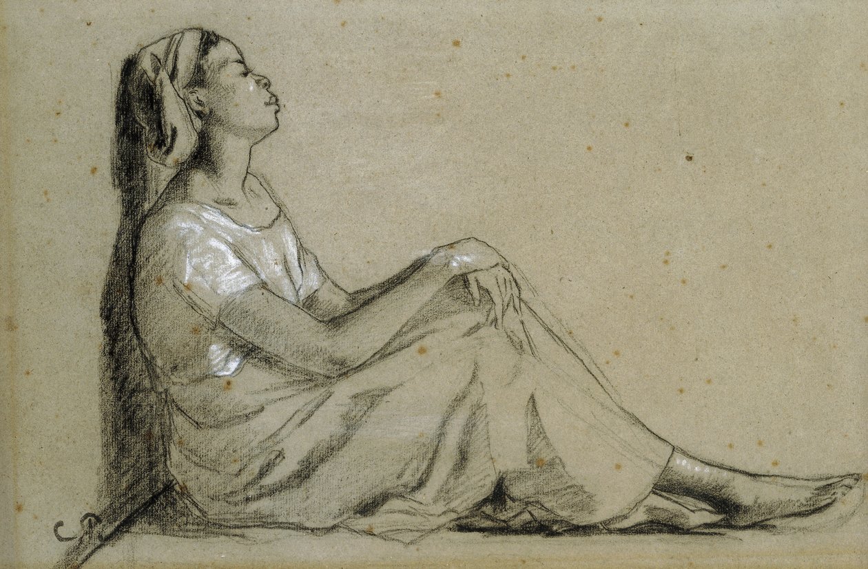 Young Black Woman Sitting by Camille Jacob Pissarro