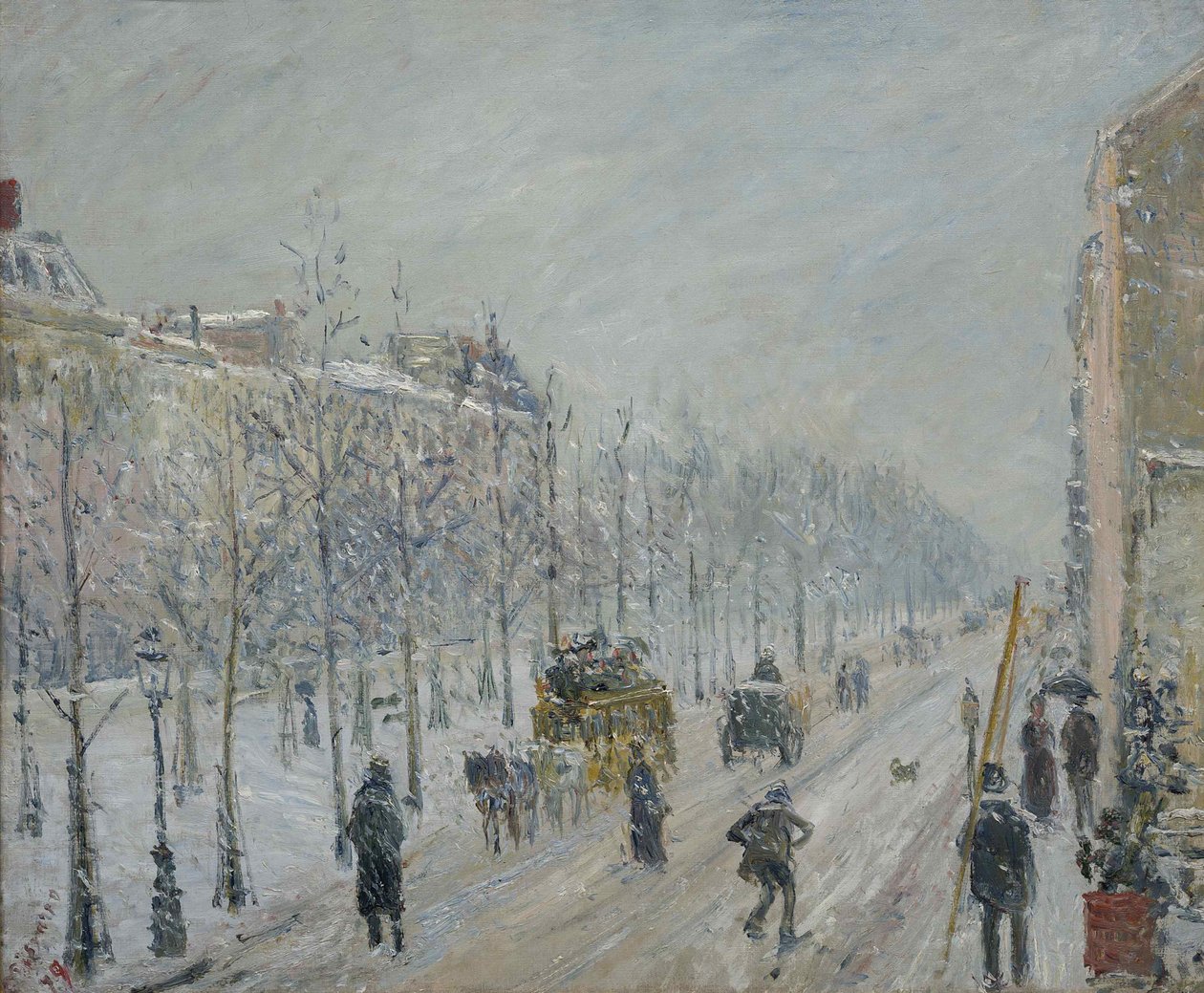 The Boulevards, Exterior, Snow Effect, 1879 by Camille Jacob Pissarro