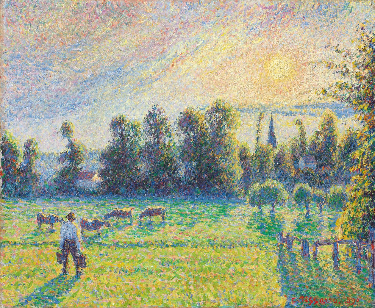 Pasture, Sunset, Eragny by Camille Jacob Pissarro