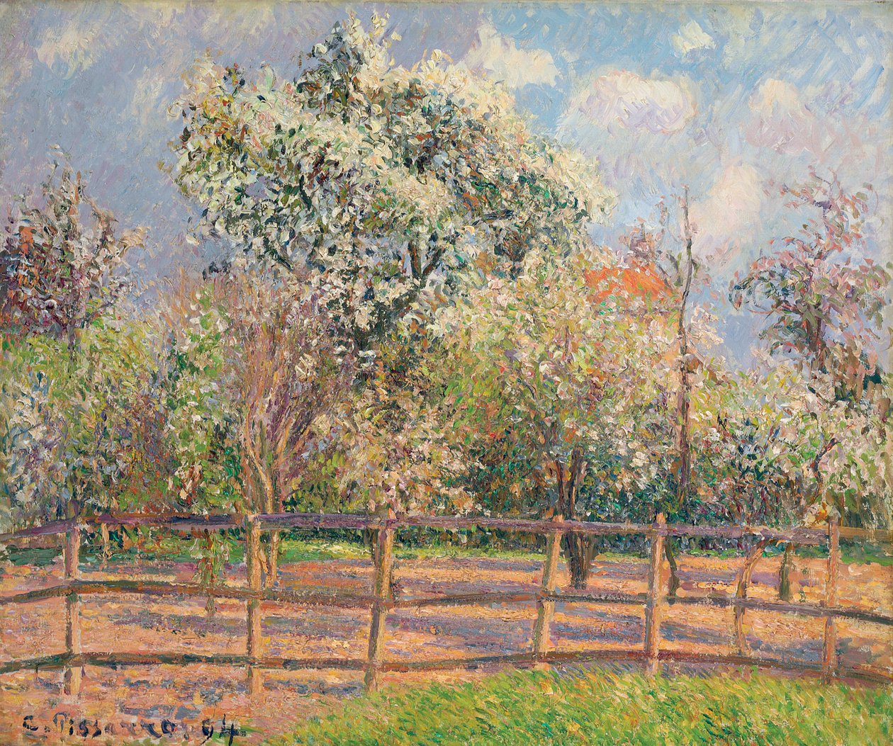 Pear Trees in Bloom, Eragny (1894) by Camille Jacob Pissarro