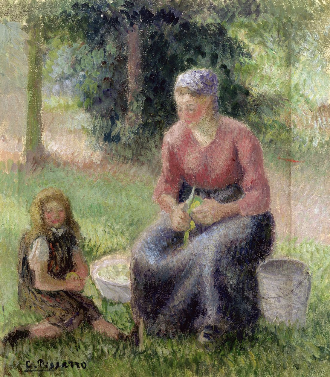 Peasant Woman and her Little Girl by Camille Jacob Pissarro