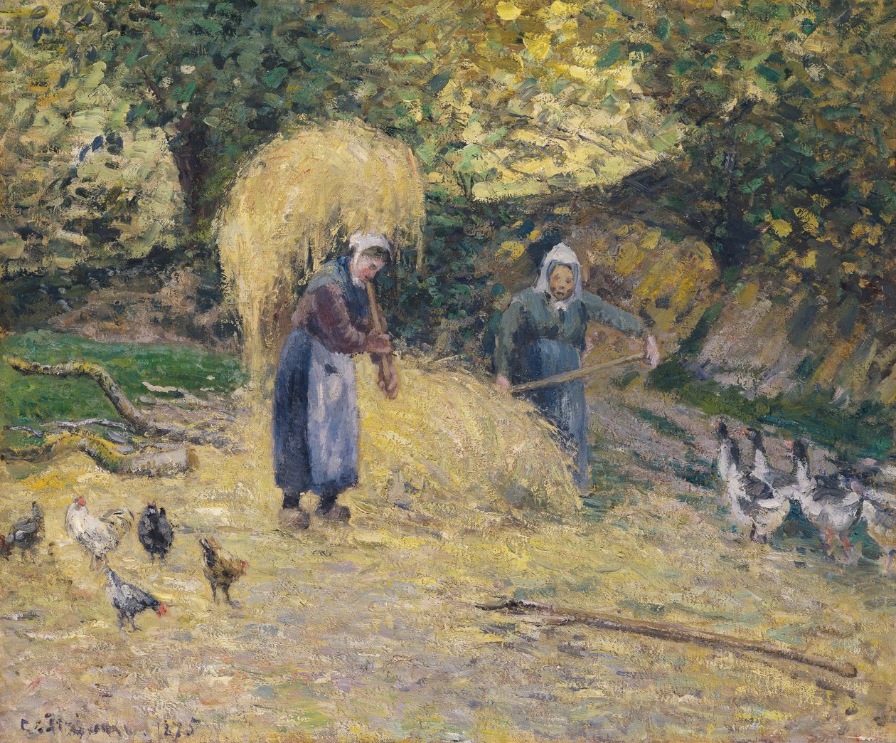 Peasants Heaving Straw, Montfoucault by Camille Jacob Pissarro