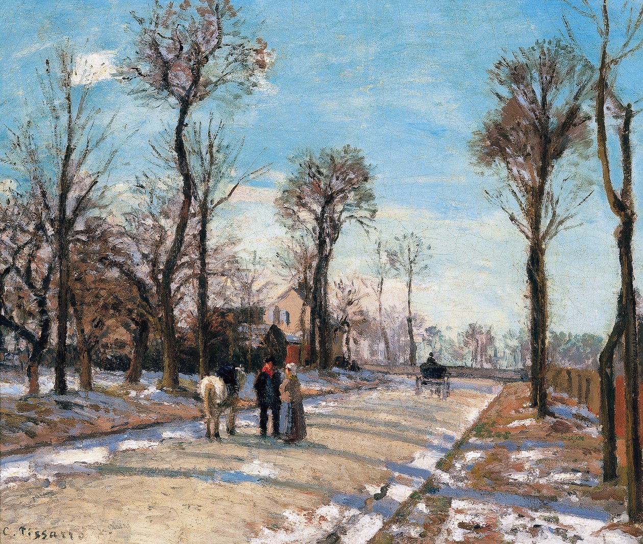 Route de Versailles, Louveciennes, Winter Sun and Snow by Camille Jacob Pissarro