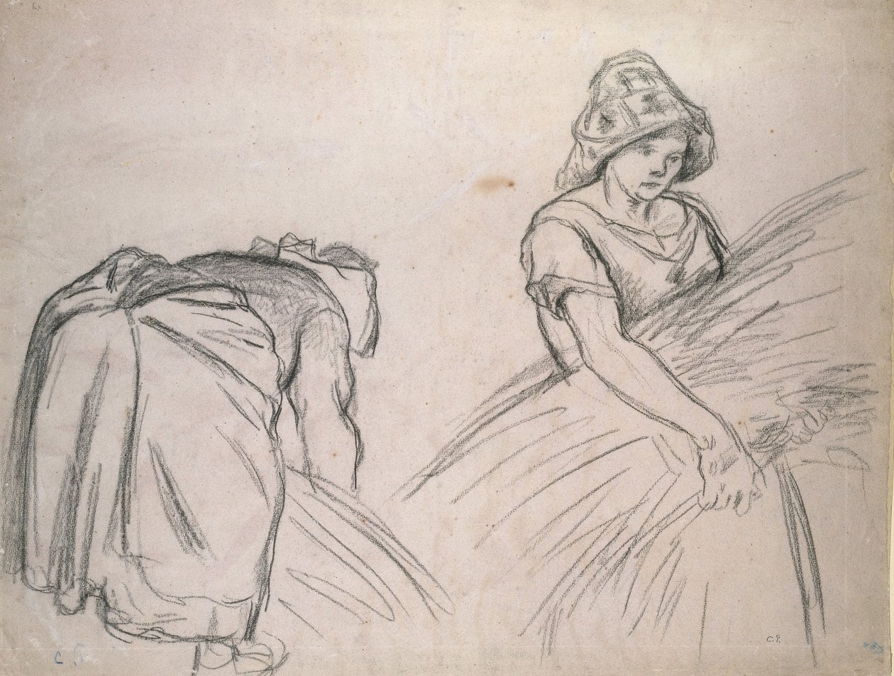 Study of Two Female Harvesters by Camille Jacob Pissarro