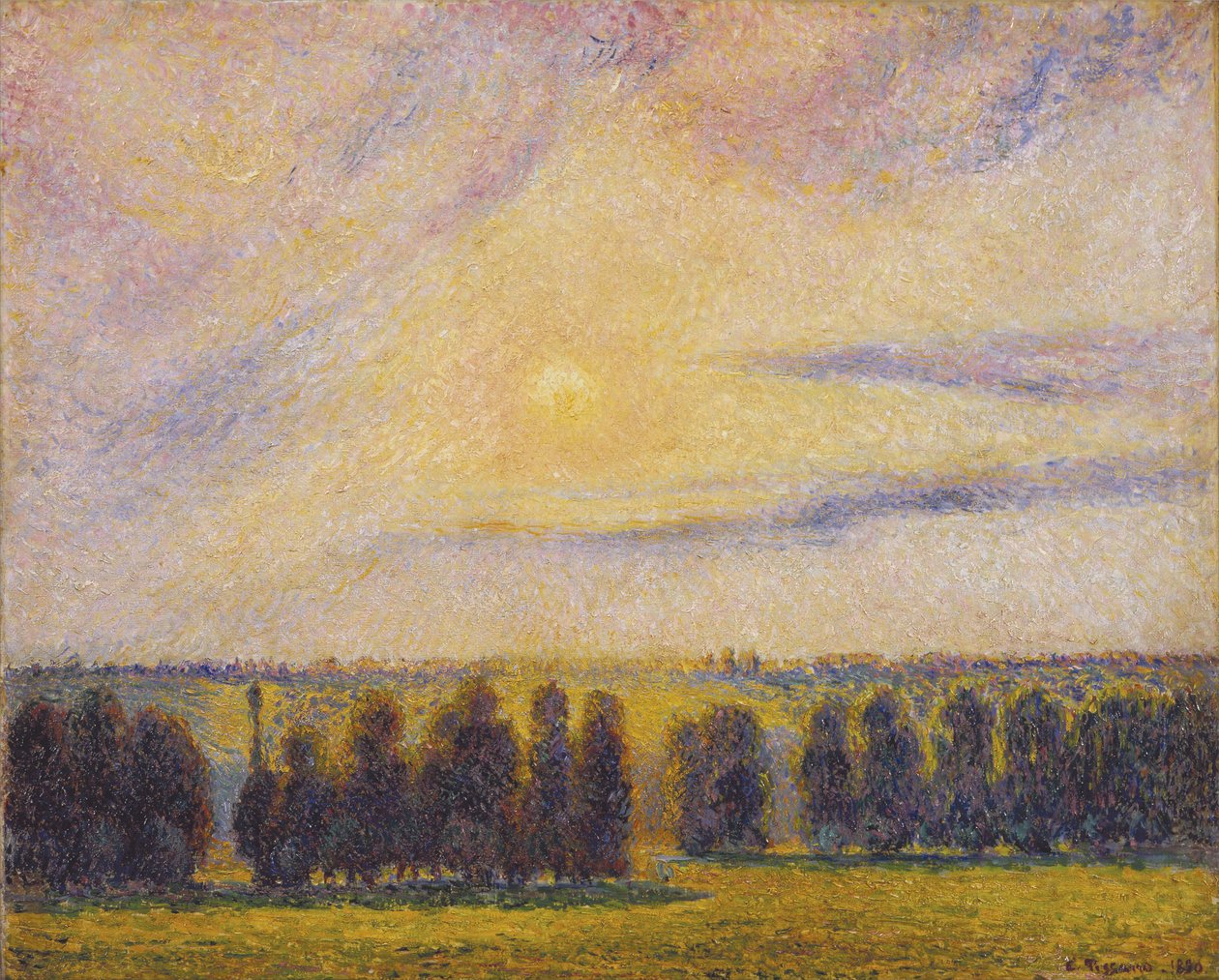 Sunset at Éragny by Camille Jacob Pissarro