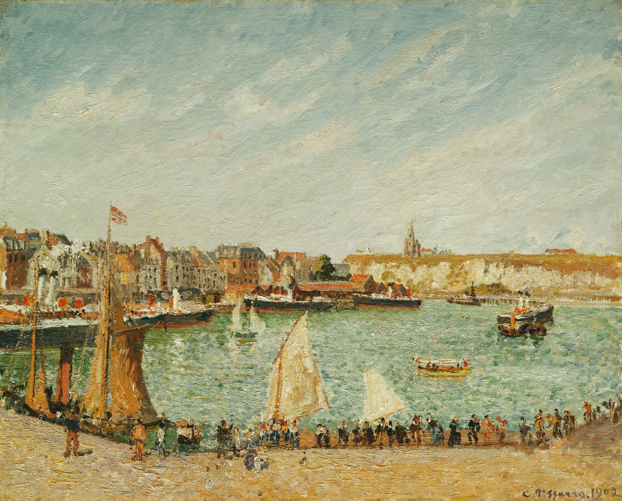 The Afternoon Sun, Outer Port of Dieppe by Camille Jacob Pissarro