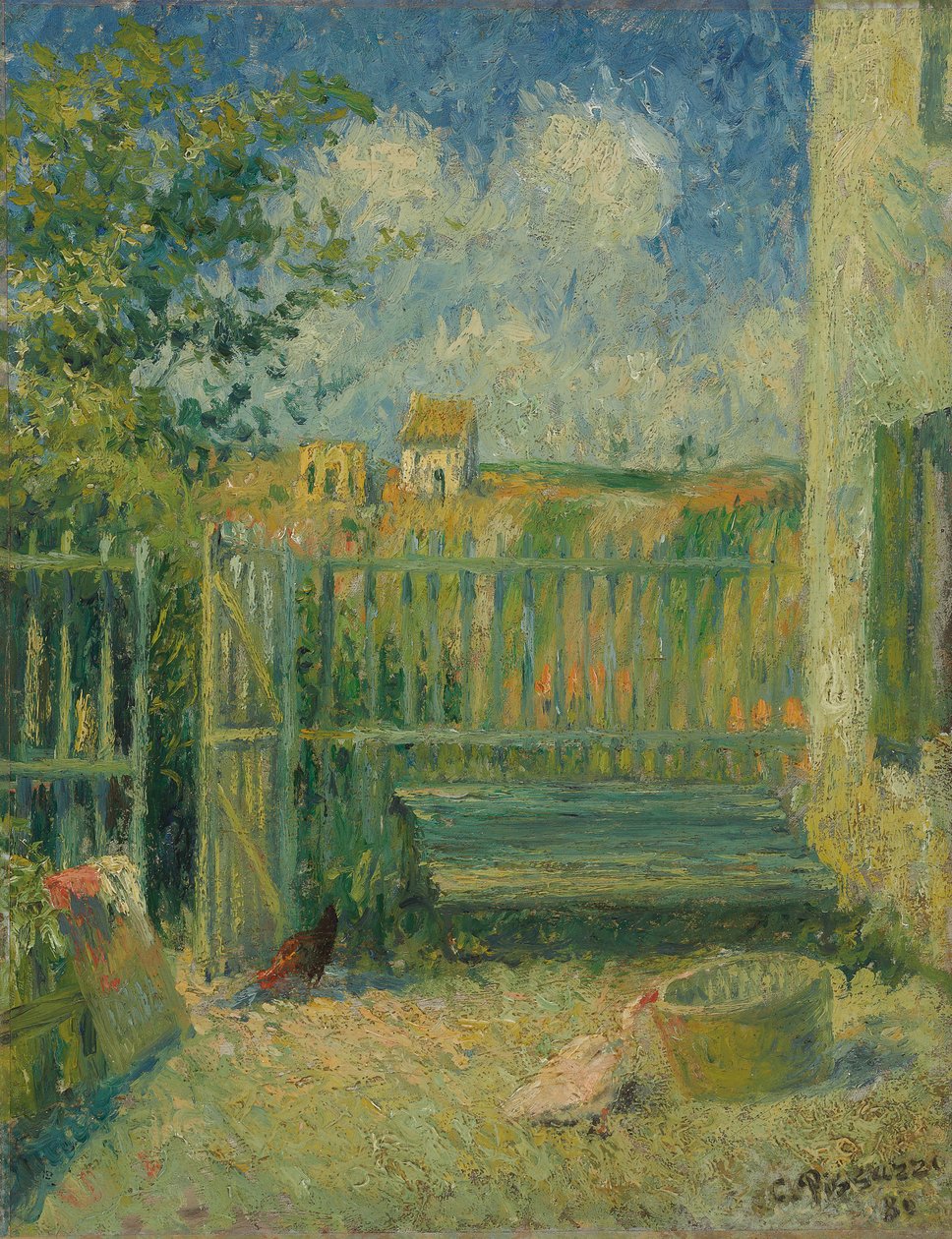 The Courtyard of Maison Rondest, Pontoise by Camille Jacob Pissarro