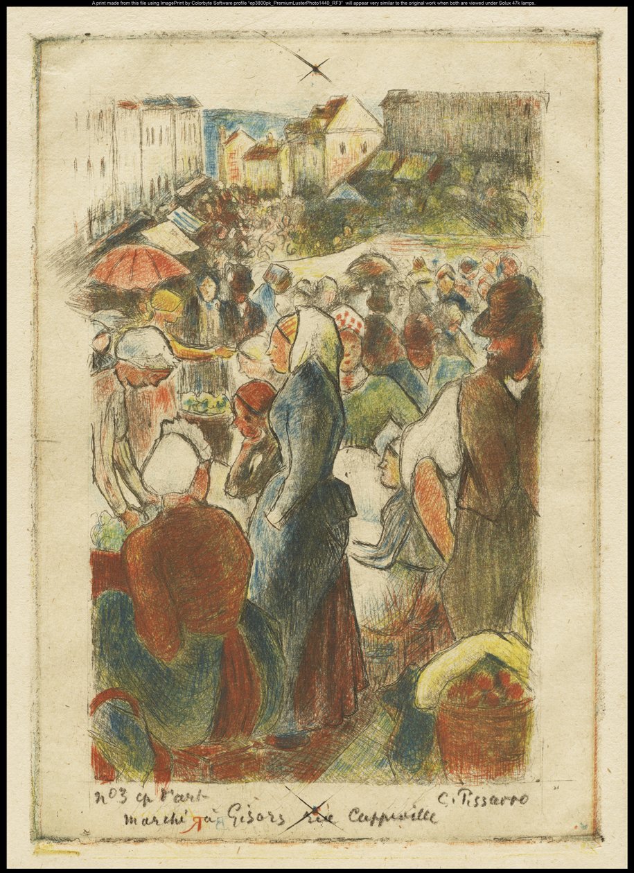 The Gisors Market, Rue Cappeville by Camille Jacob Pissarro