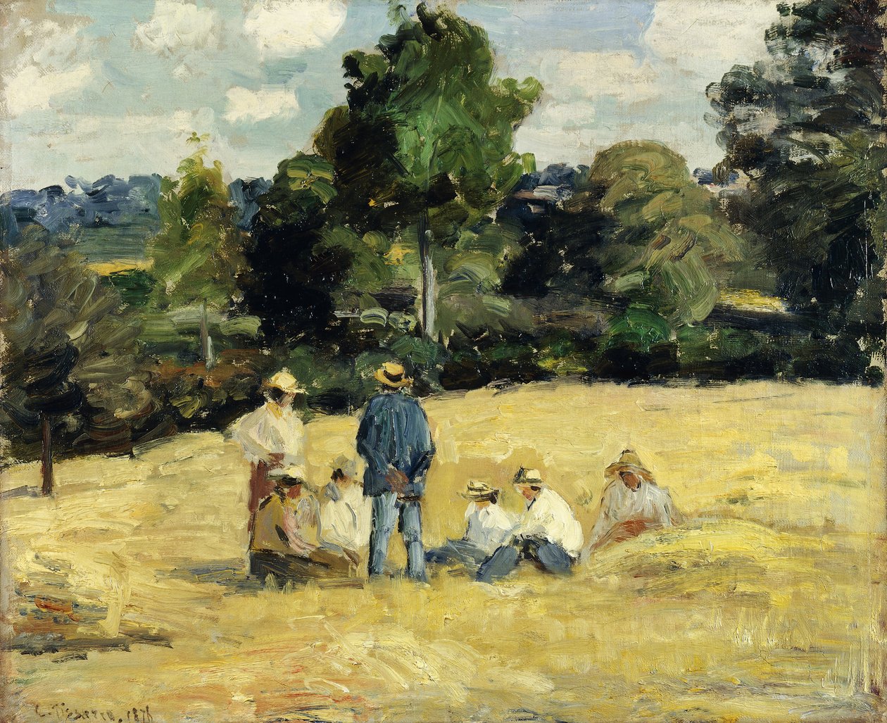 The Harvesters Rest, Montfoucault by Camille Jacob Pissarro