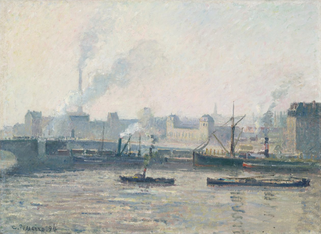 The Saint-Sever Bridge, Rouen: Mist by Camille Jacob Pissarro