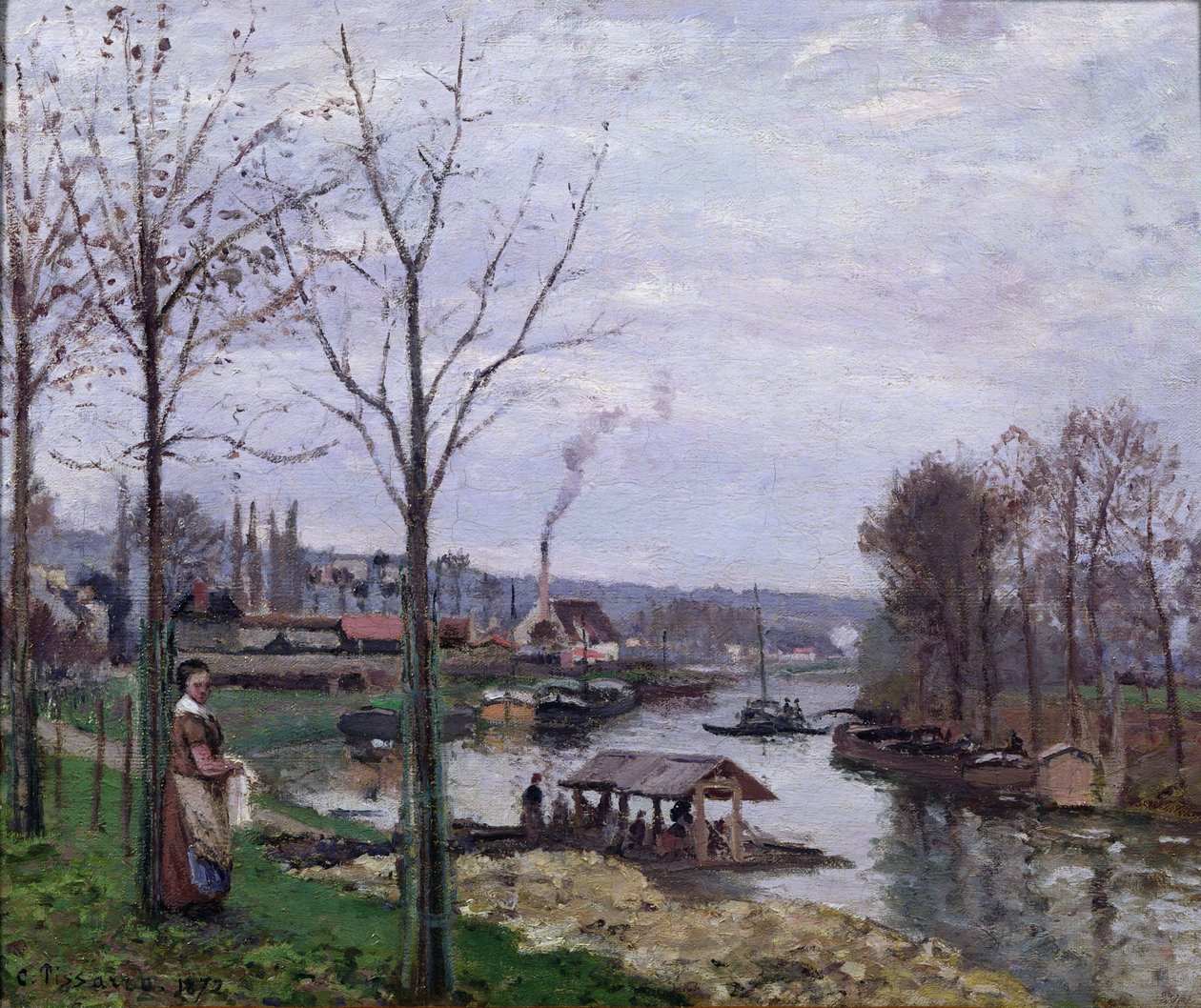 The Washing House, Pontoise Port-Marly, or The Wash-House by Camille Jacob Pissarro