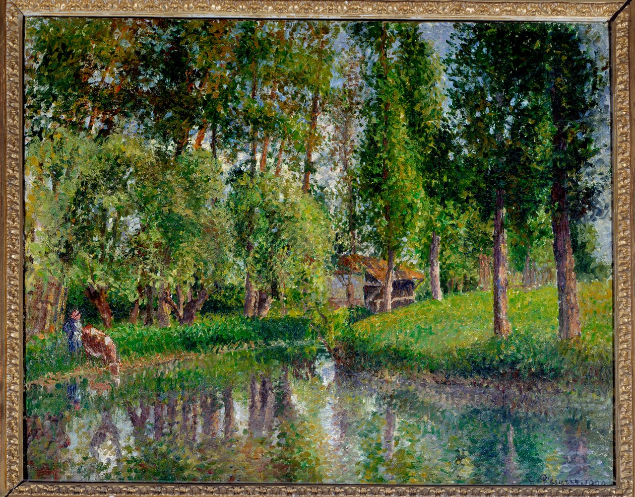 The wash house of Bazincourt by Camille Jacob Pissarro