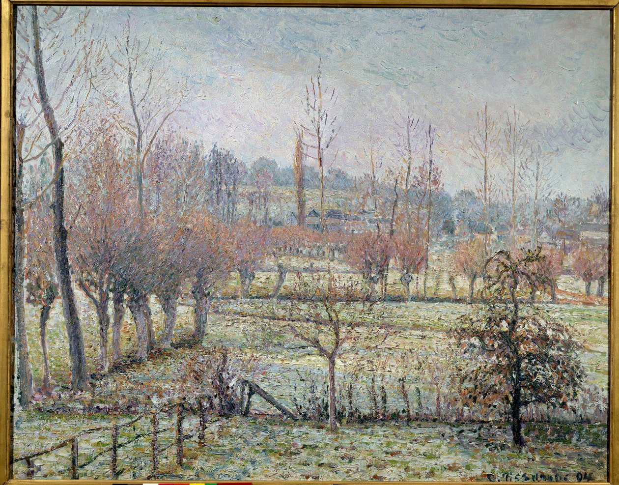 White Frost, Morning or Snow Effect in Eragny by Camille Jacob Pissarro