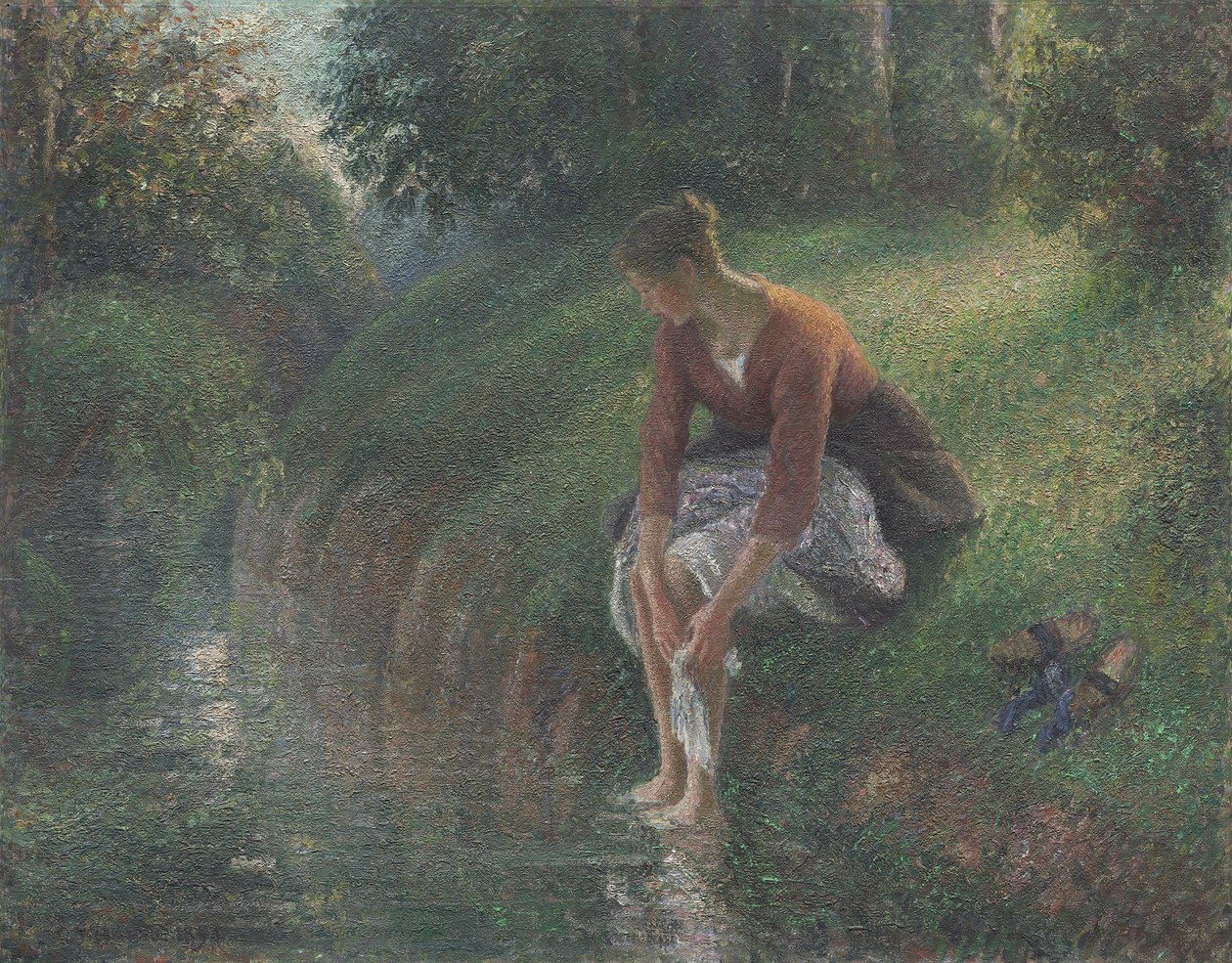 Woman Bathing Her Feet in a Brook by Camille Jacob Pissarro